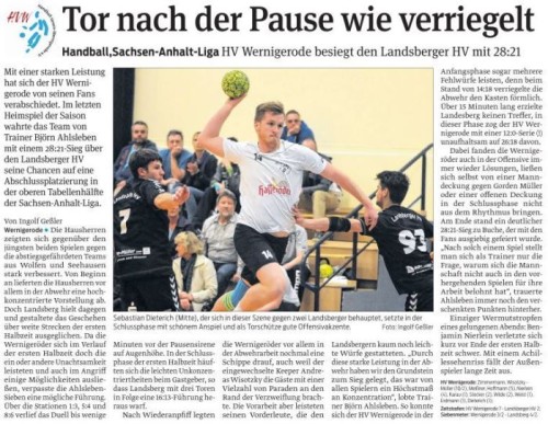 Spielbericht der Volksstimme zum Spiel der 1. Mannschaft